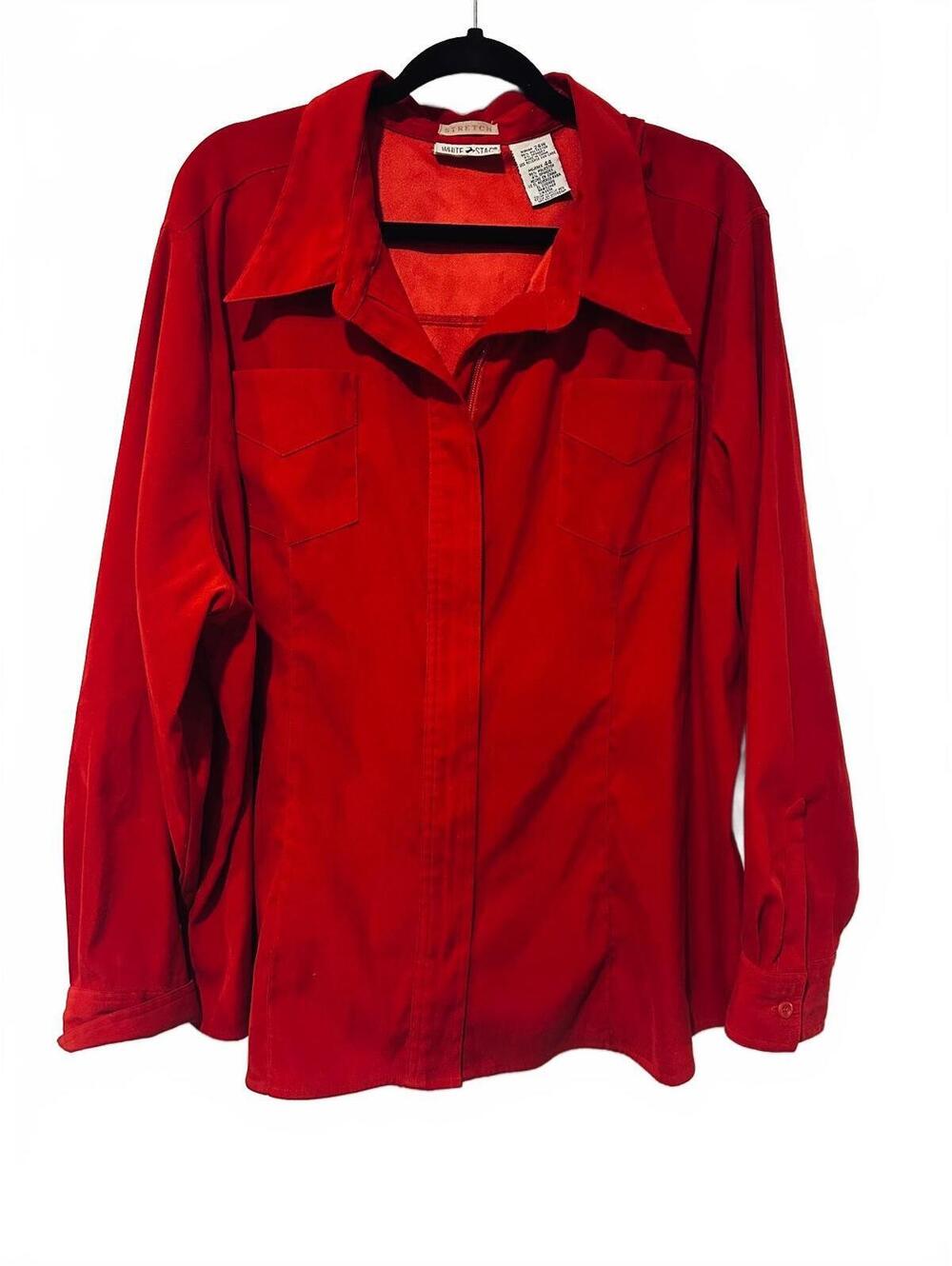 White Stag red long sleeve blouse